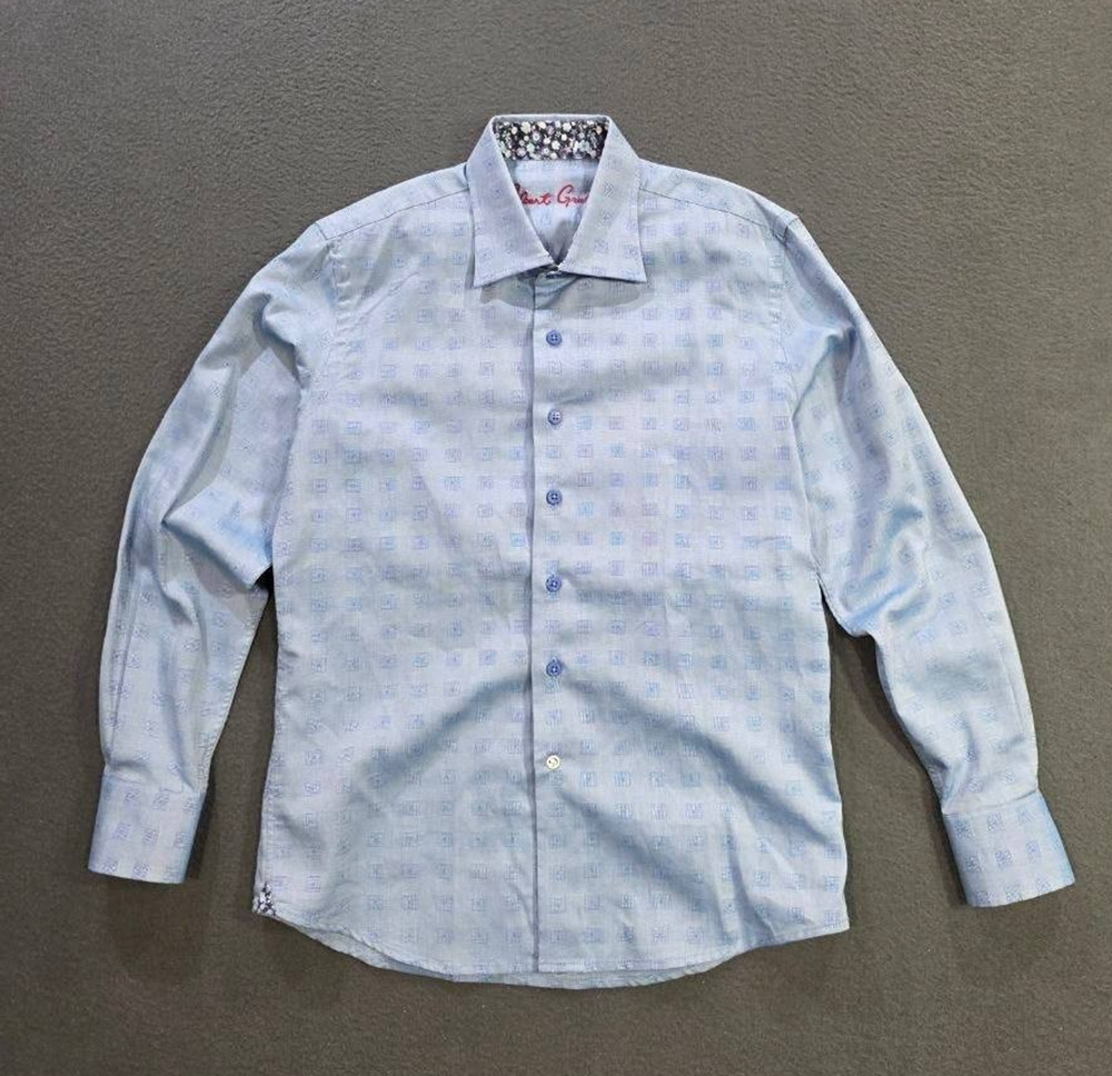 Robert Graham Button Down Long Sleeve Shirt kids Blue Geometric 10-12 yr A011212